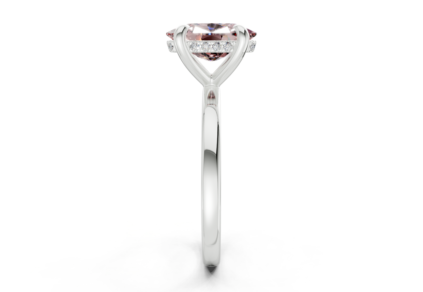 Solstice Pink Diamond Solitaire Elongated Cushion Cut 1.8mm Engagement Ring