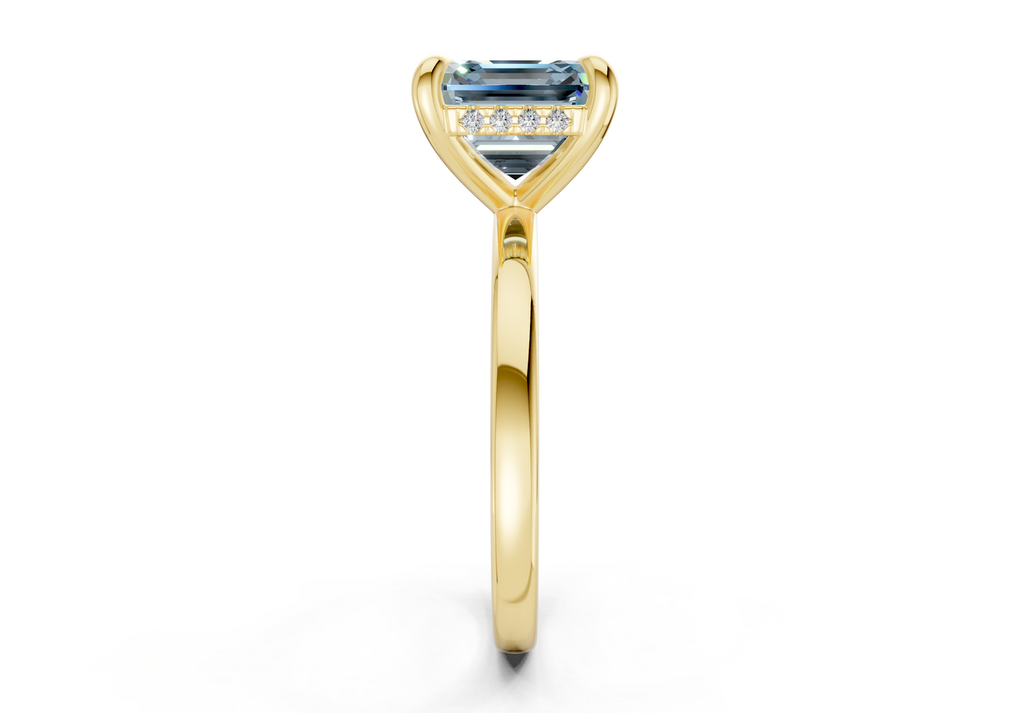 Solstice Blue Diamond Solitaire Asscher Cut 2.3mm Engagement Ring