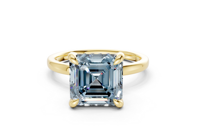 Solstice Blue Diamond Solitaire Asscher Cut 2.3mm Engagement Ring
