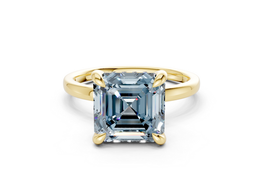 Solstice Blue Diamond Solitaire Asscher Cut 2.3mm Engagement Ring