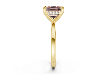 Solstice Pink Diamond Solitaire Asscher Cut 2.3mm Engagement Ring