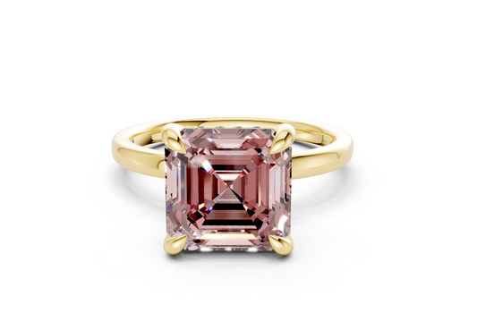 Solstice Pink Diamond Solitaire Asscher Cut 2.3mm Engagement Ring