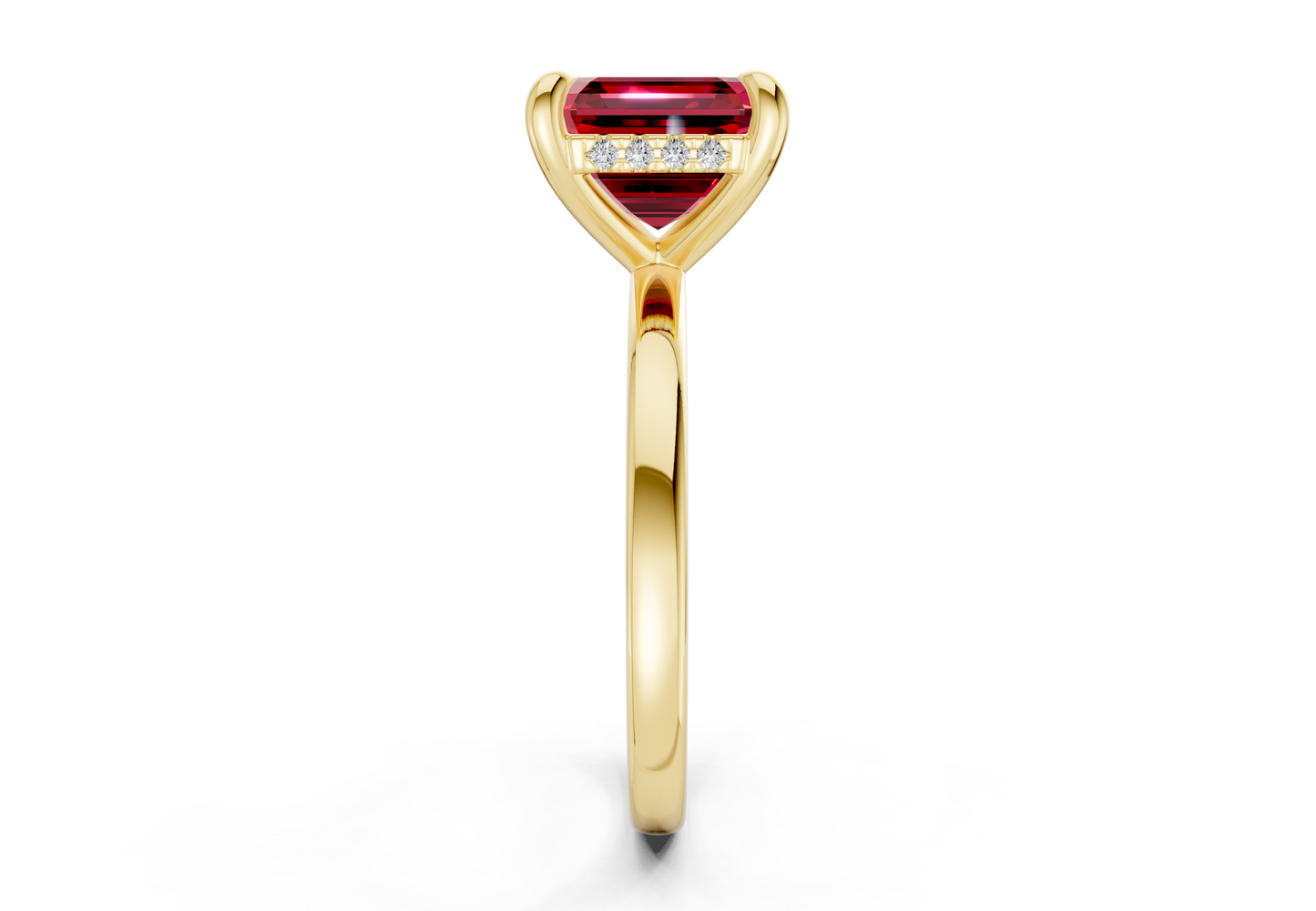 Solstice Ruby Gemstone Solitaire Asscher Cut 2.3mm Engagement Ring