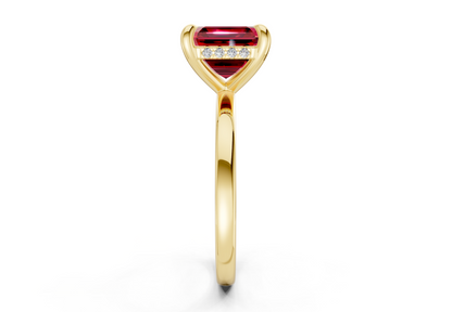 Solstice Ruby Gemstone Solitaire Asscher Cut 2.3mm Engagement Ring