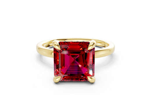 Solstice Ruby Gemstone Solitaire Asscher Cut 2.3mm Engagement Ring