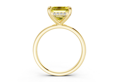 Solstice Yellow Diamond Solitaire Asscher Cut 2.3mm Engagement Ring