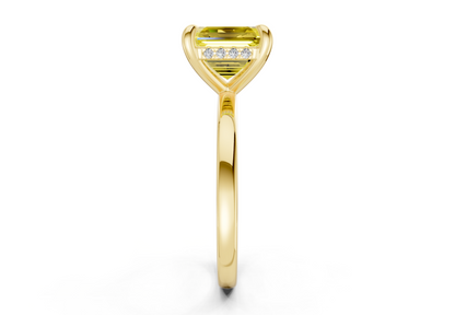 Solstice Yellow Diamond Solitaire Asscher Cut 2.3mm Engagement Ring