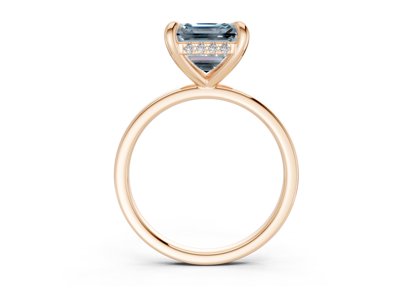 Solstice Blue Diamond Solitaire Asscher Cut 2.3mm Engagement Ring