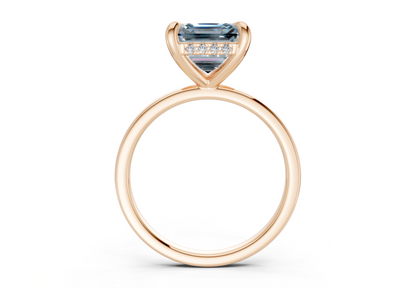 Solstice Blue Diamond Solitaire Asscher Cut 2.3mm Engagement Ring