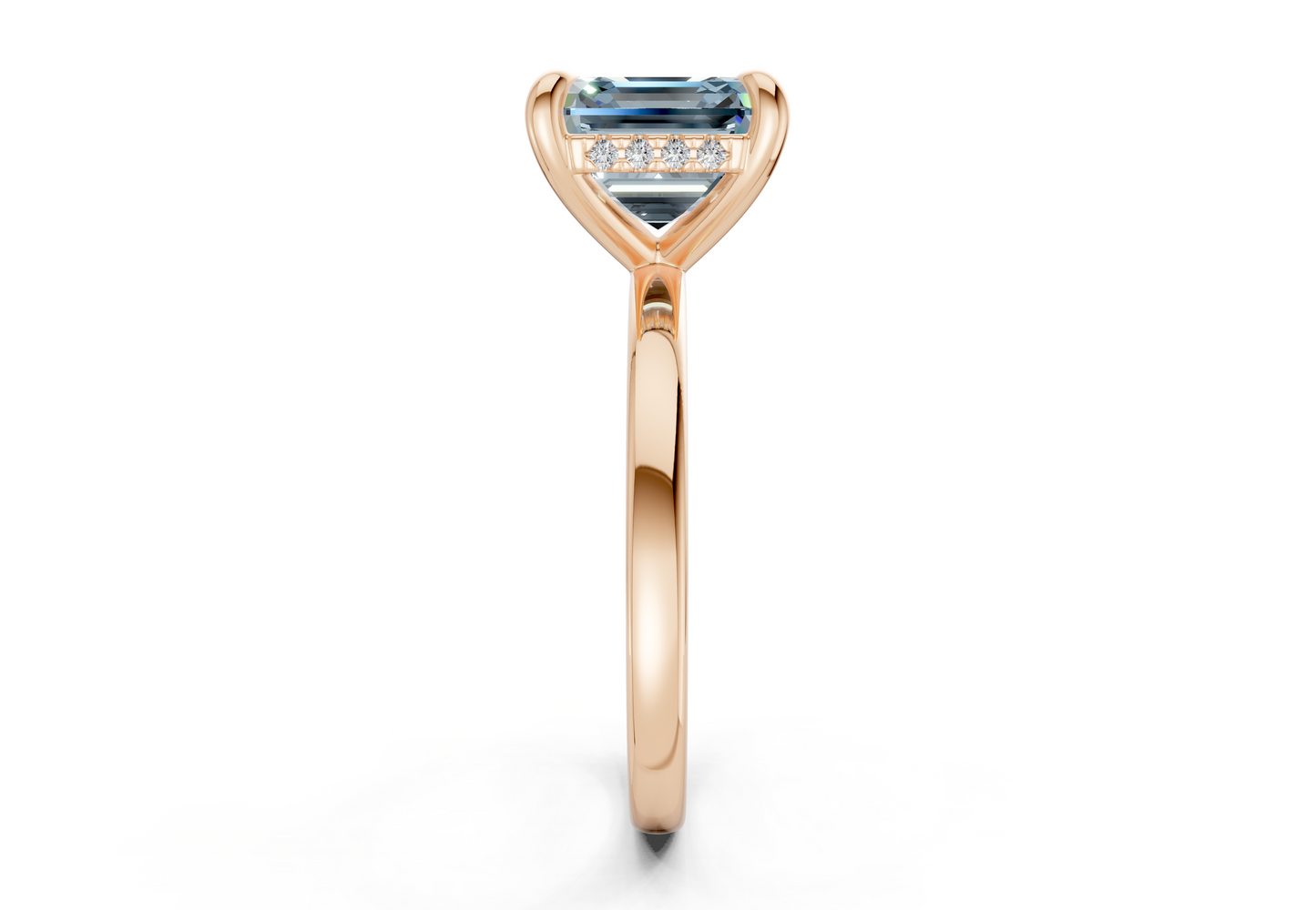 Solstice Blue Diamond Solitaire Asscher Cut 2.3mm Engagement Ring