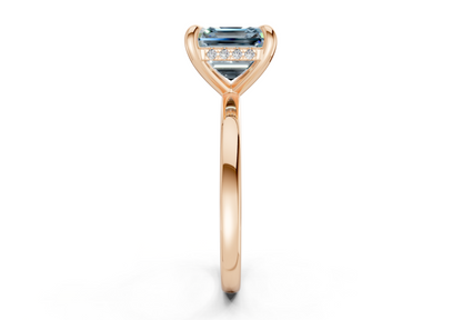 Solstice Blue Diamond Solitaire Asscher Cut 2.3mm Engagement Ring
