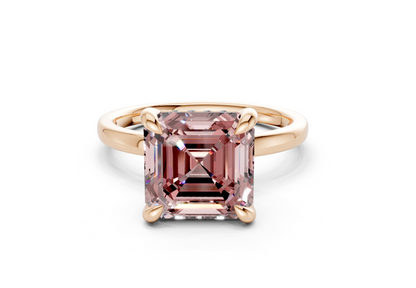 Solstice Pink Diamond Solitaire Asscher Cut 2.3mm Engagement Ring