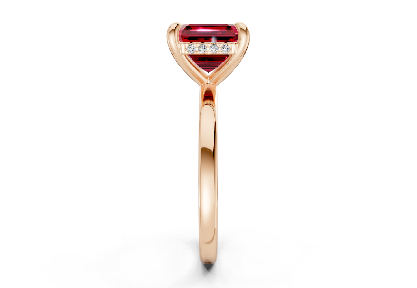 Solstice Ruby Gemstone Solitaire Asscher Cut 2.3mm Engagement Ring