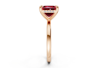 Solstice Ruby Gemstone Solitaire Asscher Cut 2.3mm Engagement Ring