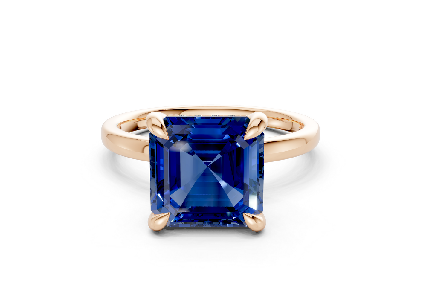Solstice Sapphire Gemstone Solitaire Asscher Cut 2.3mm Engagement Ring