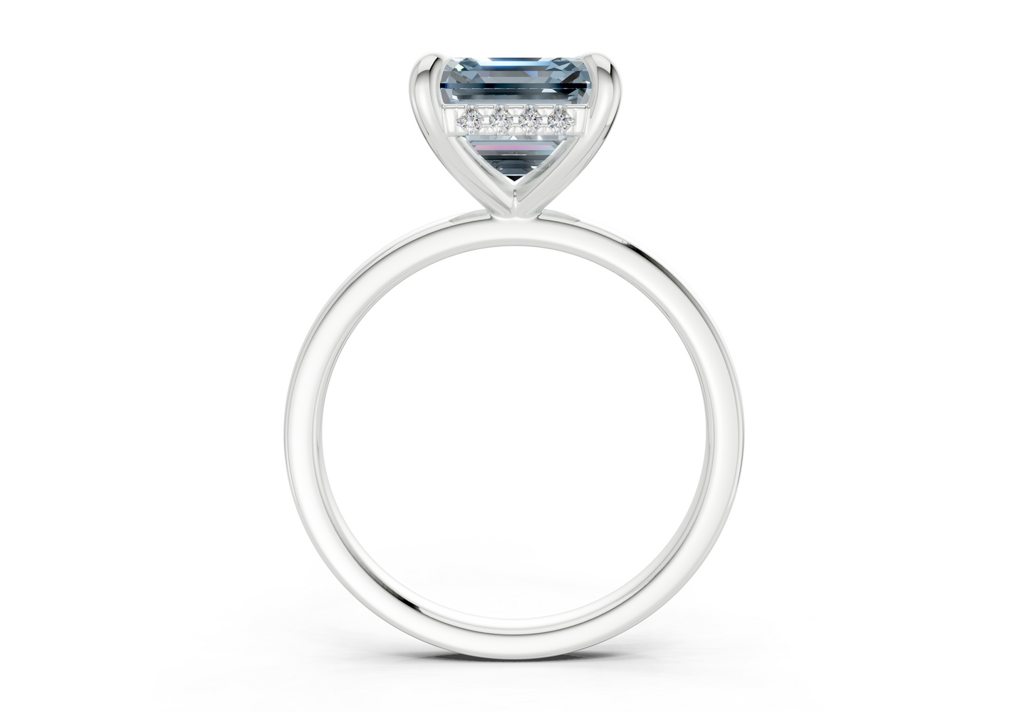 Solstice Blue Diamond Solitaire Asscher Cut 2.3mm Engagement Ring
