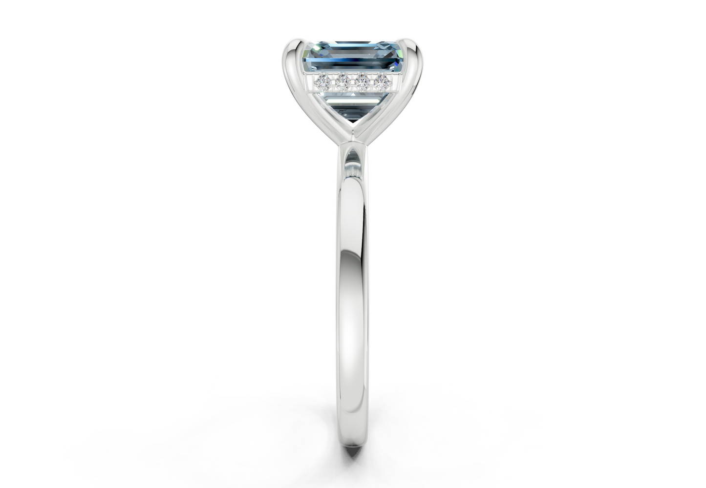 Solstice Blue Diamond Solitaire Asscher Cut 2.3mm Engagement Ring