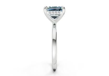 Solstice Blue Diamond Solitaire Asscher Cut 2.3mm Engagement Ring