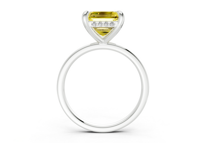 Solstice Yellow Diamond Solitaire Asscher Cut 2.3mm Engagement Ring