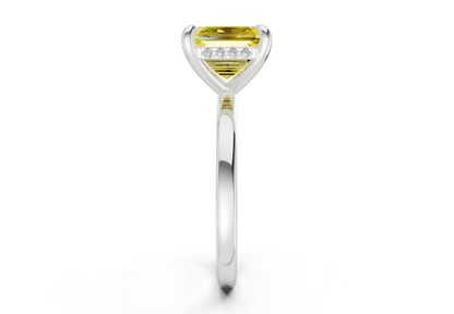 Solstice Yellow Diamond Solitaire Asscher Cut 2.3mm Engagement Ring