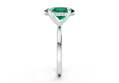 Solstice Emerald Gemstone Solitaire Oval Cut 1.8mm Engagement Ring