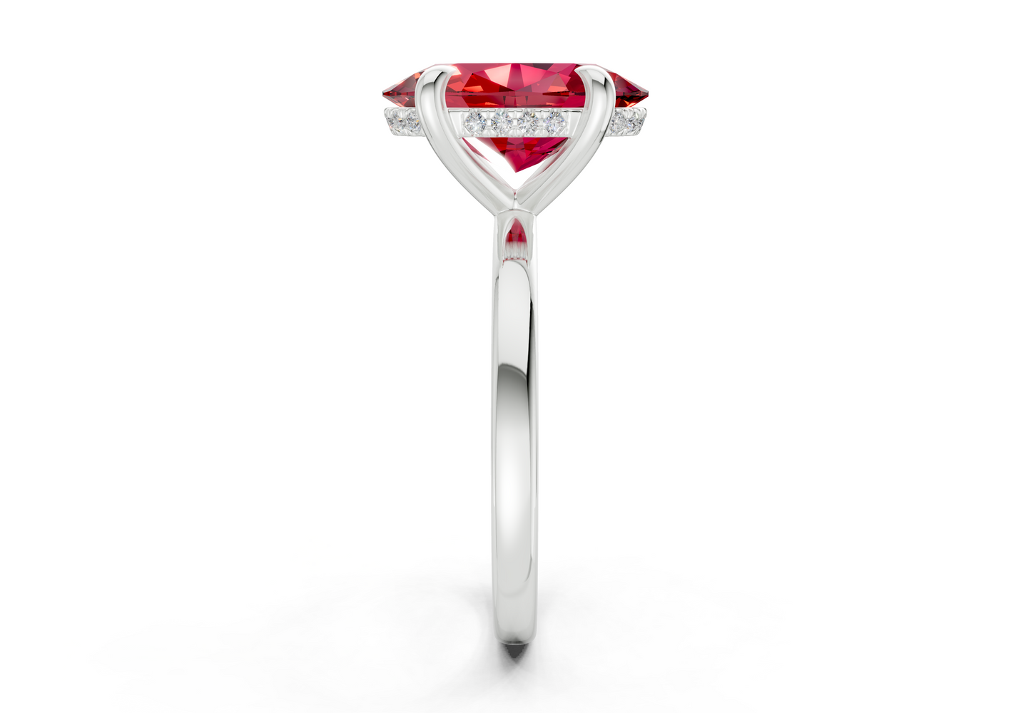 Solstice Ruby Gemstone Solitaire Oval Cut 2mm Engagement Ring