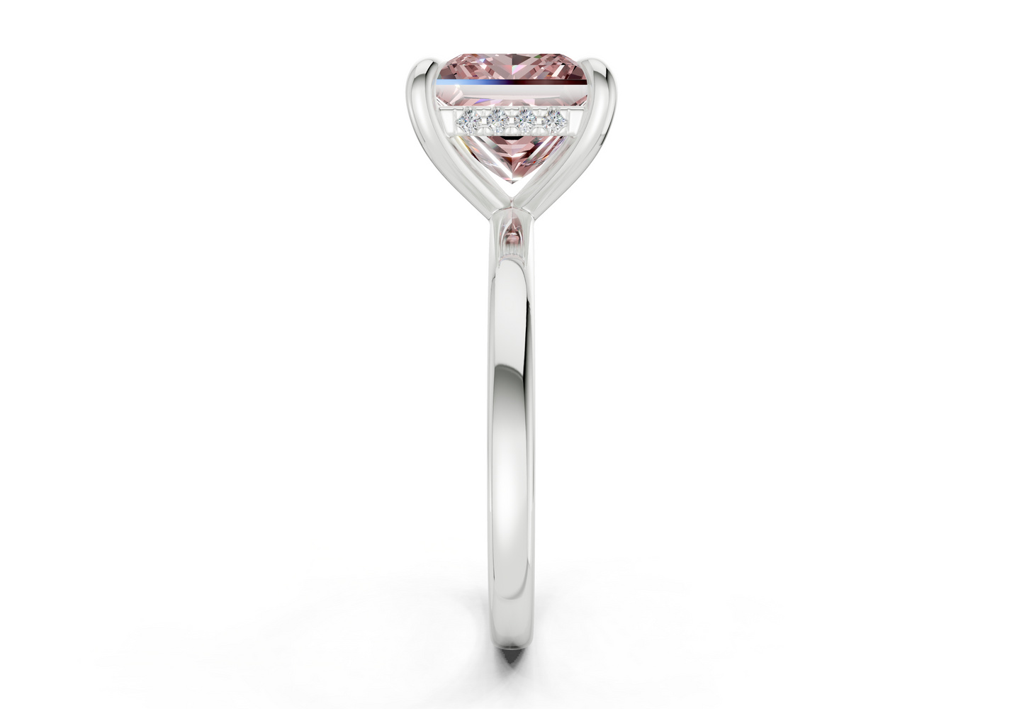 Solstice Pink Diamond Solitaire Princess Cut 1.8mm Engagement Ring