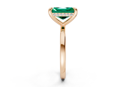 Solstice Emerald Gemstone Solitaire Radiant Cut 1.8mm Engagement Ring