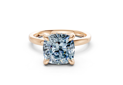 Solstice Blue Diamond Solitaire Cushion Squareuare Cut 2mm Engagement Ring