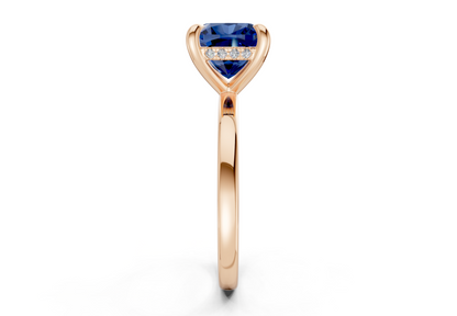 Solstice Sapphire Gemstone Solitaire Cushion Squareuare Cut 1.8mm Engagement Ring