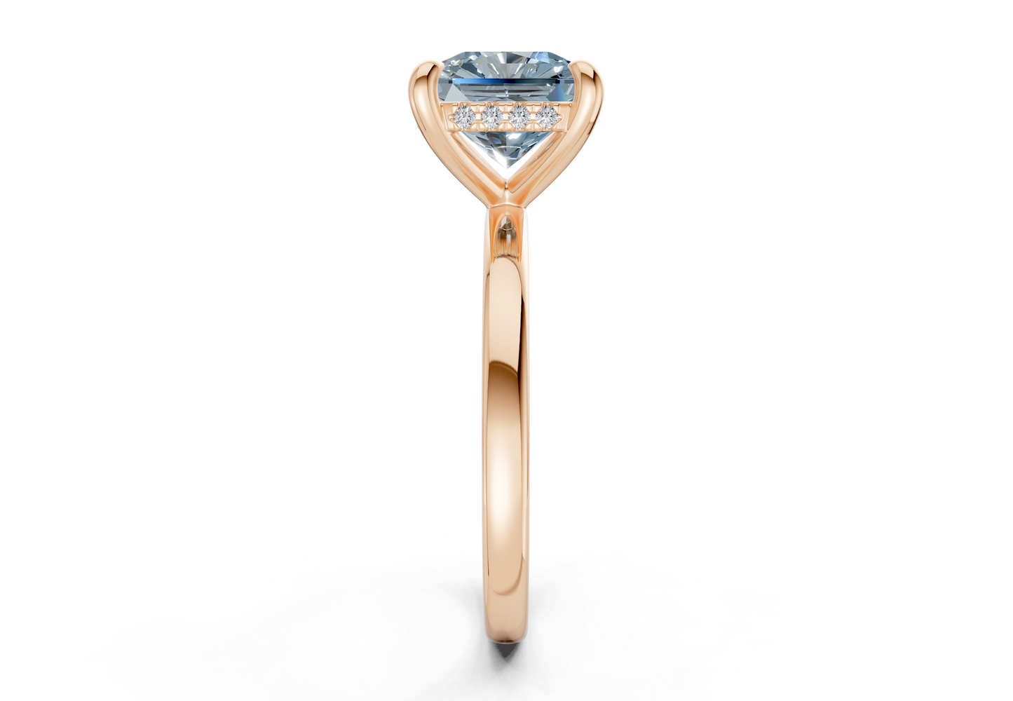Solstice Blue Diamond Solitaire Radiant Squareuare Cut 2mm Engagement Ring