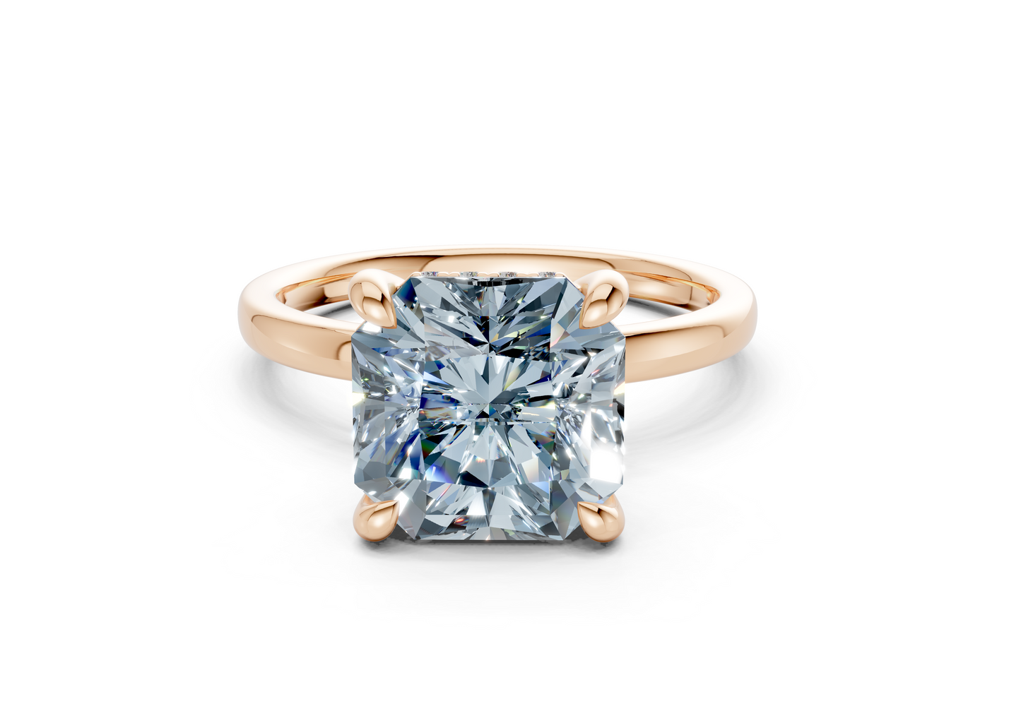 Solstice Blue Diamond Solitaire Radiant Squareuare Cut 2mm Engagement Ring