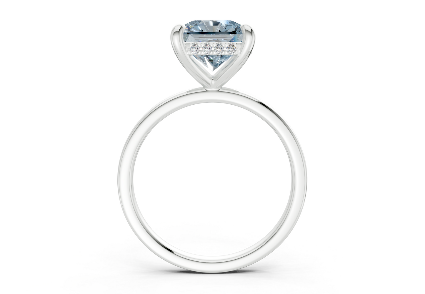 Solstice Blue Diamond Solitaire Radiant Squareuare Cut 2mm Engagement Ring