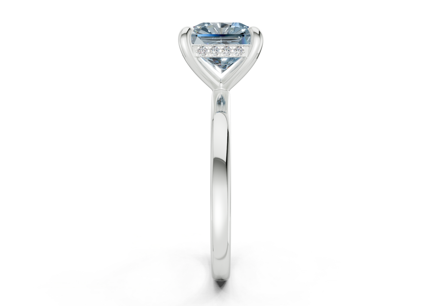 Solstice Blue Diamond Solitaire Radiant Squareuare Cut 2mm Engagement Ring