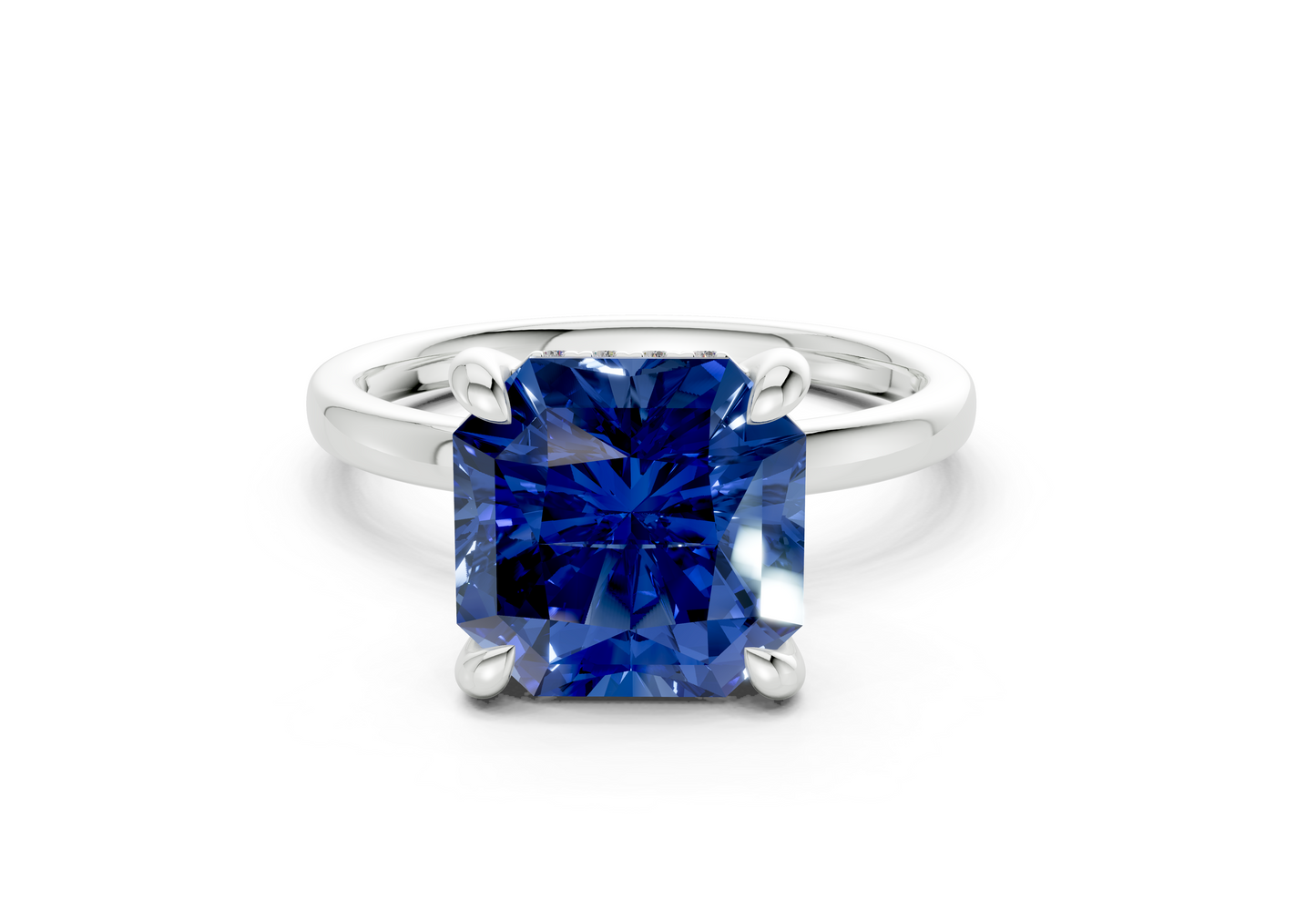 Solstice Sapphire Gemstone Solitaire Radiant Squareuare Cut 2mm Engagement Ring