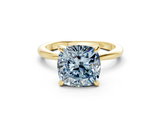 Marlowe Blue Diamond Solitaire Cushion Squareuare Cut 1.6mm Engagement Ring