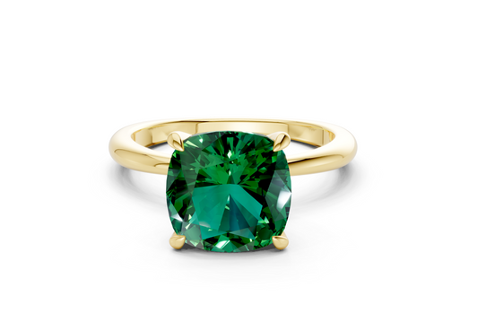 Marlowe Emerald Gemstone Solitaire Cushion Squareuare Cut 1.6mm Engagement Ring