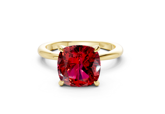 Marlowe Ruby Gemstone Solitaire Cushion Squareuare Cut 1.6mm Engagement Ring