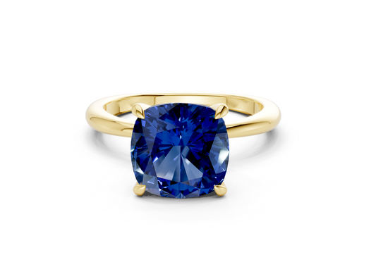 Marlowe Sapphire Gemstone Solitaire Cushion Squareuare Cut 1.6mm Engagement Ring