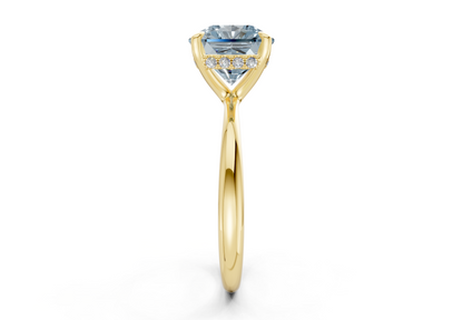 Marlowe Blue Diamond Solitaire Radiant Squareuare Cut 1.6mm Engagement Ring