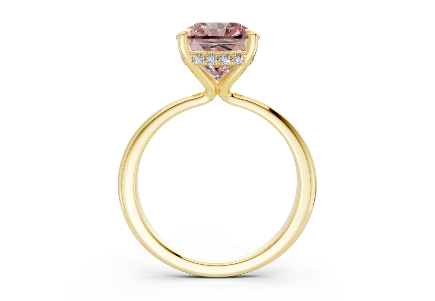 Marlowe Pink Diamond Solitaire Radiant Squareuare Cut 1.6mm Engagement Ring