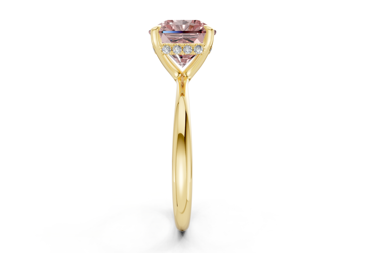 Marlowe Pink Diamond Solitaire Radiant Squareuare Cut 1.6mm Engagement Ring