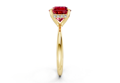 Marlowe Ruby Gemstone Solitaire Radiant Squareuare Cut 1.6mm Engagement Ring