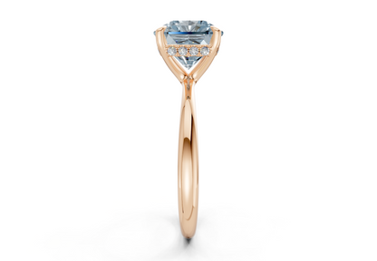 Marlowe Blue Diamond Solitaire Radiant Squareuare Cut 1.6mm Engagement Ring
