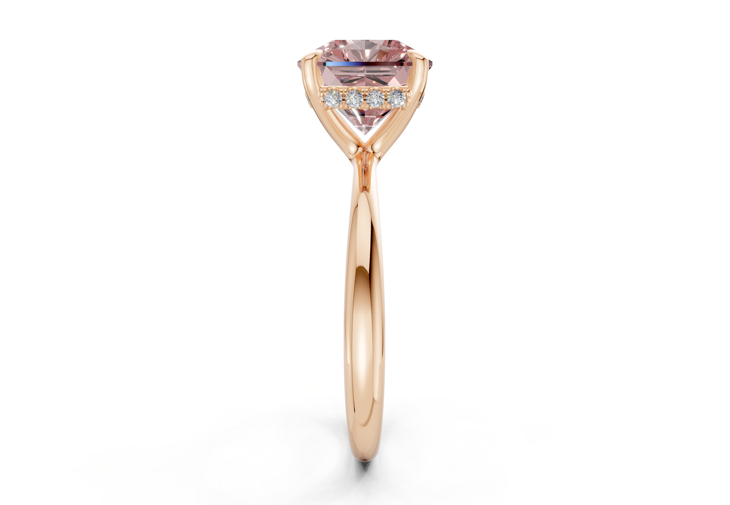 Marlowe Pink Diamond Solitaire Radiant Squareuare Cut 1.6mm Engagement Ring