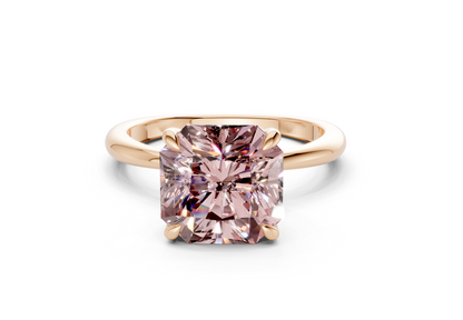 Marlowe Pink Diamond Solitaire Radiant Squareuare Cut 1.6mm Engagement Ring