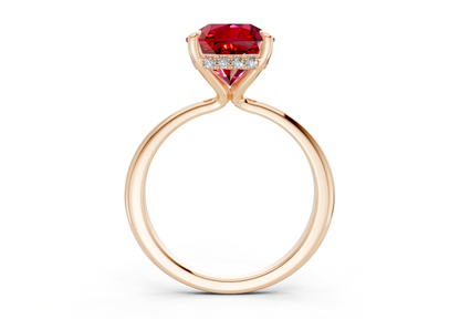 Marlowe Ruby Gemstone Solitaire Radiant Squareuare Cut 1.6mm Engagement Ring