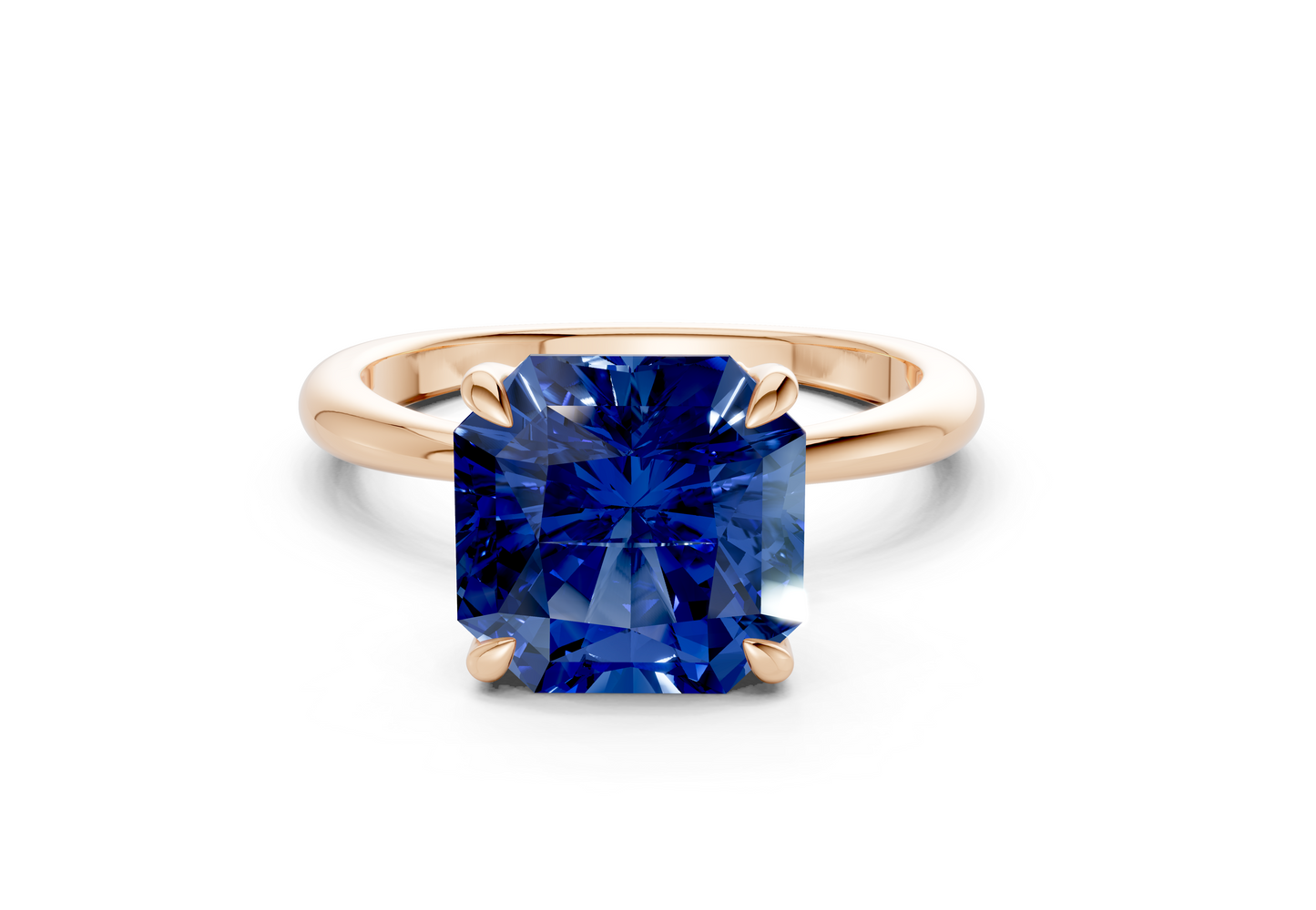 Marlowe Sapphire Gemstone Solitaire Radiant Squareuare Cut 1.6mm Engagement Ring