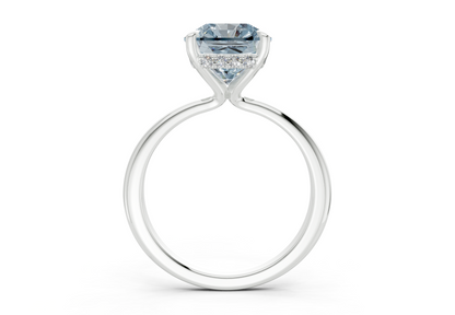 Marlowe Blue Diamond Solitaire Radiant Squareuare Cut 1.6mm Engagement Ring