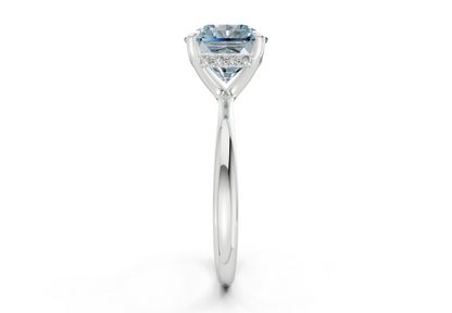 Marlowe Blue Diamond Solitaire Radiant Squareuare Cut 1.6mm Engagement Ring